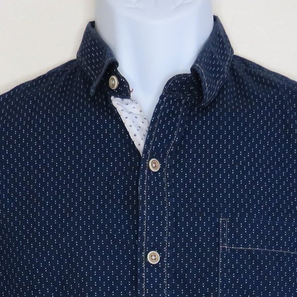 Craft + Flow* Men's Short Sleeve Button Down Curved Hem Pocket BOHO Shirt~ Small - Picture 12 of 14